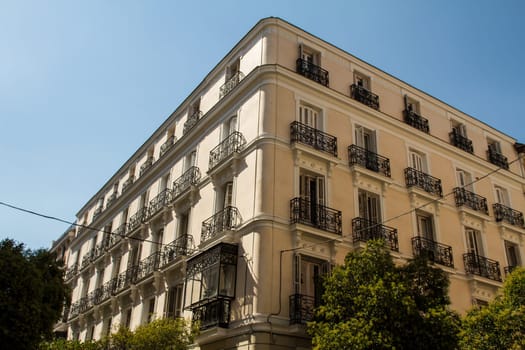 Madrid facades in the city.