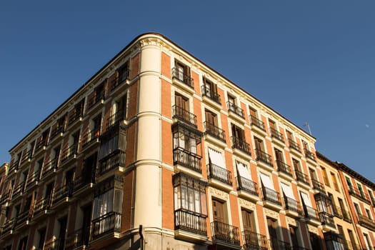 Madrid facades in the city.