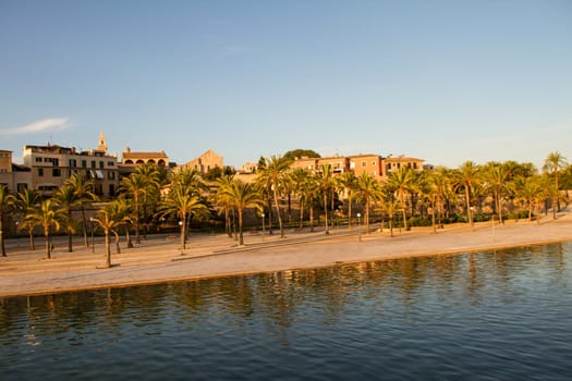 Palma de Mallorca landmark, view from Parc de la Mar.