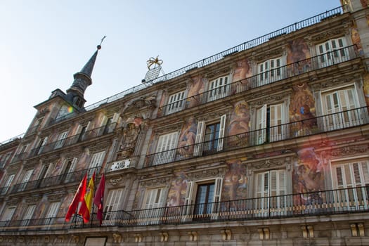 Plaza Mayor facades, Madrid.