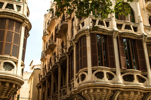 Palma de Mallorca facades in the city.