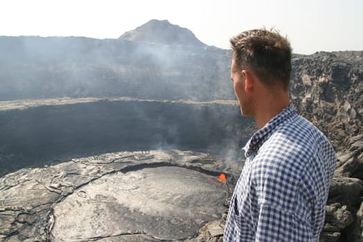 Volcano Erta Ale in Ethiopia Africa a rare volcano with an active lava lake