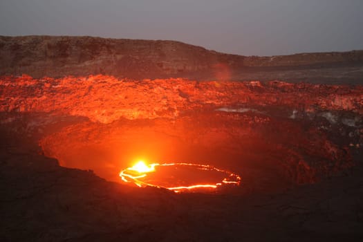 Volcano Erta Ale in Ethiopia Africa a rare volcano with an active lava lake