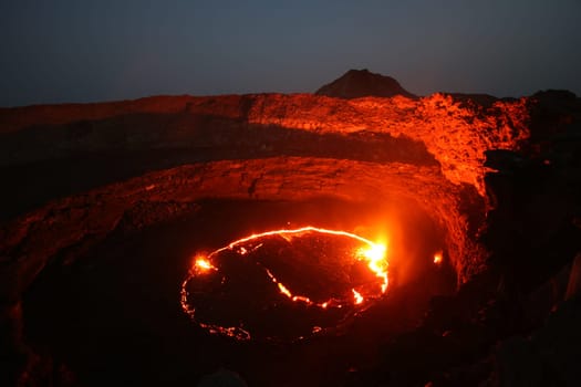 Volcano Erta Ale in Ethiopia Africa a rare volcano with an active lava lake