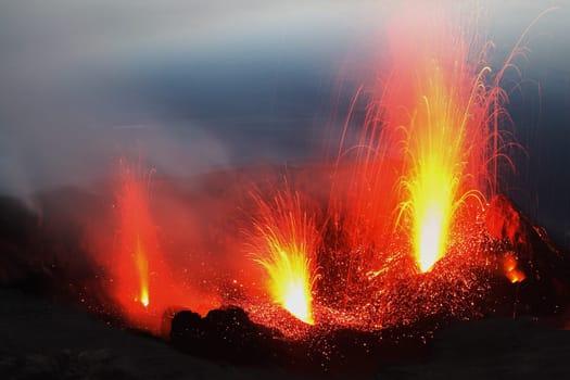 Volcano Erta Ale in Ethiopia Africa a rare volcano with an active lava lake