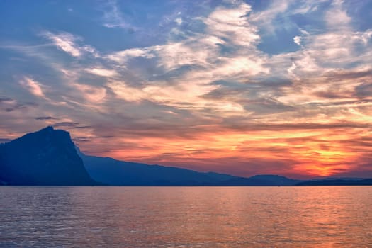 Bürgenstock with a flaming sky
