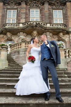 happy bridal couple