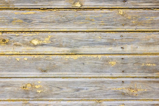 Old wooden wall with  peeling yellow paints
