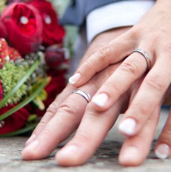 Wedding Rings and Bridal Bouquet