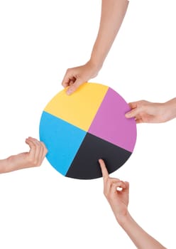 Hands Holding a Chromatic Circle, Isolated