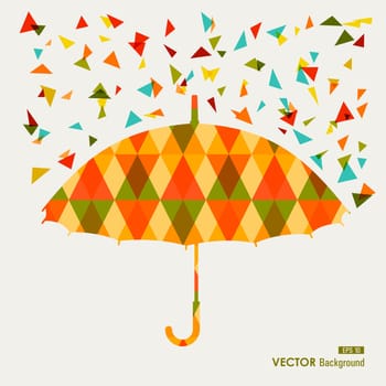 Autumn season transparent geometric triangles umbrella shape background. EPS10 file with transparency for easy editing.