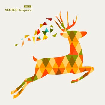 Autumn season transparent triangles reindeer shape background. EPS10 file with transparency for easy editing.