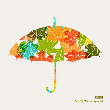 Autumn season transparent leaves umbrella shape background. EPS10 file with transparency for easy editing.