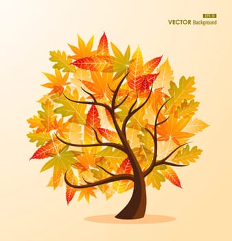 Autumn season tree shape transparent leaves background. EPS10 file with transparency for easy editing.