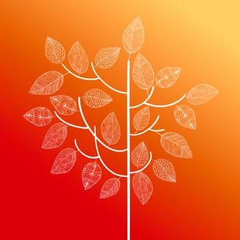 Hand drawn vintage tree with cute details over each leaf. Autumn season concept background. EPS10 Vector file in layers for easy editing.