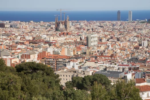 General view of historic center Barcelona (Spain)
