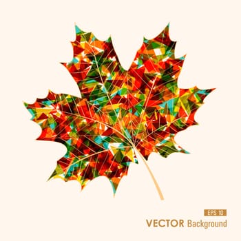 Fall season colorful transparent leaf geometric elements. Abstract autumn background. EPS10 vector file with transparency for easy editing