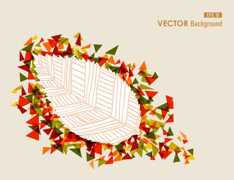 Hand drawn vintage leaf with geometric elements. Autumn season concept background. EPS10 Vector file in layers for easy editing.