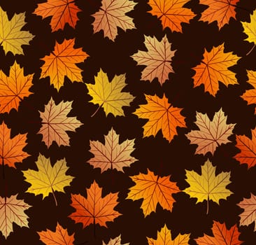 Vintage autumn maple tree leaves seamless pattern background. Fall season concept. EPS10 vector file with transparency for easy editing.