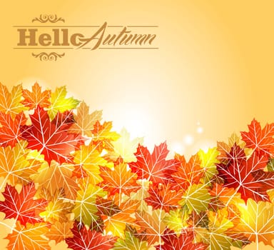 Vintage autumn transparent tree leaves warm tones background. EPS10 vector file with transparency for easy editing.