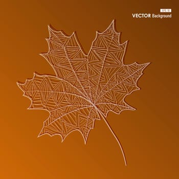 Hand drawn vintage leaf with small lines inside. Autumn season concept background. EPS10 Vector file in layers for easy editing.