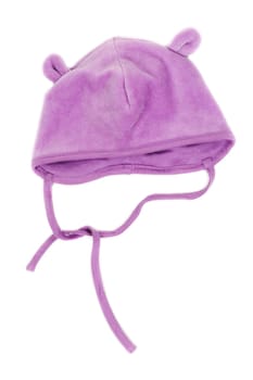 Children's hat with strings isolated on white background