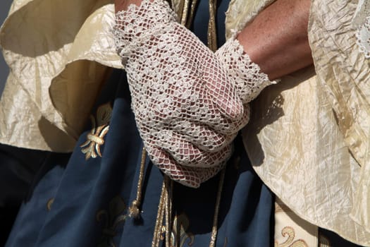 Gloved hands