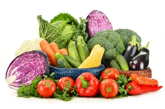 Composition with variety of fresh raw organic vegetables