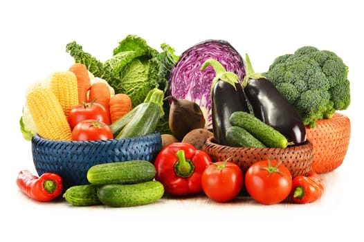 Composition with variety of fresh raw organic vegetables