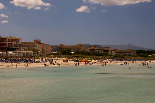 Hotels on the beach of Alcudia in Mallorca