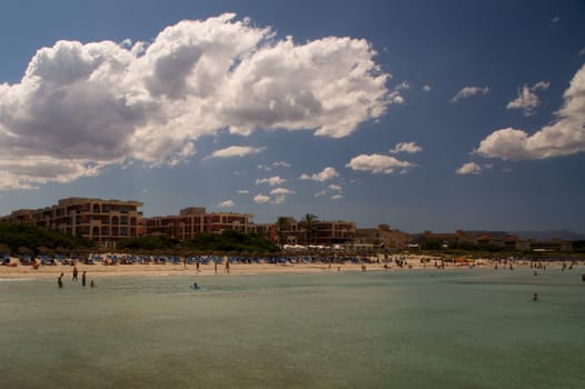 Hotels on the beach of Alcudia in Mallorca