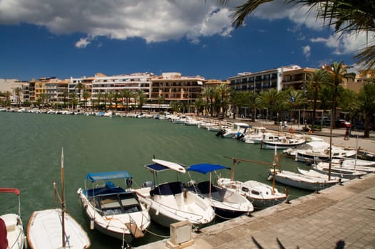 Fishing boats in the port of Alcudia in Mallorca