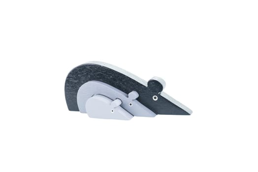 Mouse wooden animal puzzle over white background