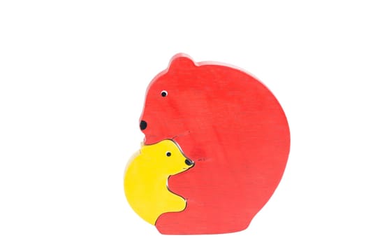 Bear and cub animal puzzle over white background
