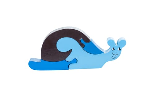 Snail wooden puzzle isolated over white background