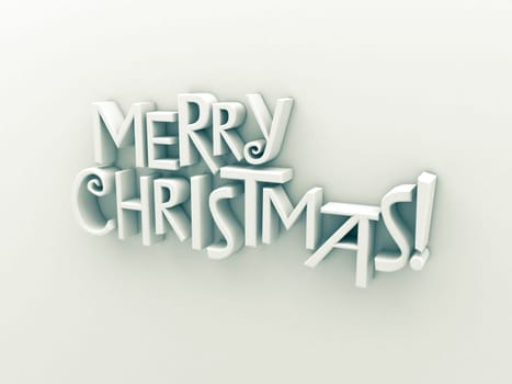 Merry Christmas in white matt rendered letters on a white background