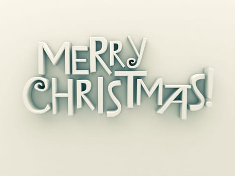 Merry Christmas in white matt rendered letters on a white background
