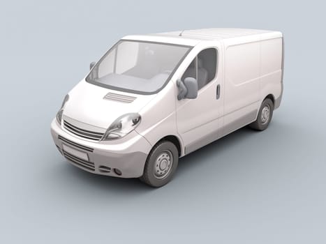 White commercial van on a gray background with shadow