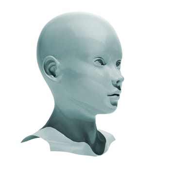Shiny head android isolated on white background