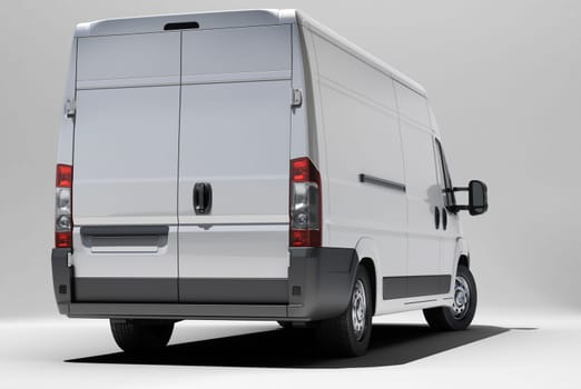 White commercial van on a gray background with shadow