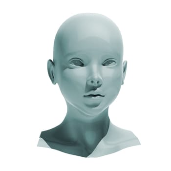 Shiny head android isolated on white background