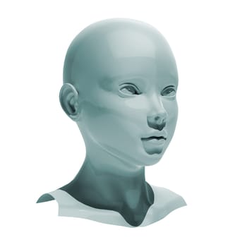 Shiny head android isolated on white background