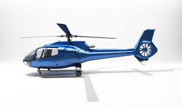 Modern blue helicopter on a light background