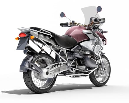 Dual-sports motorcycle close-up on a light background