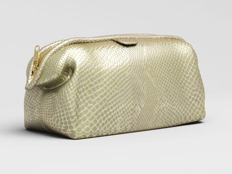 Leather clutch closeup on a light background