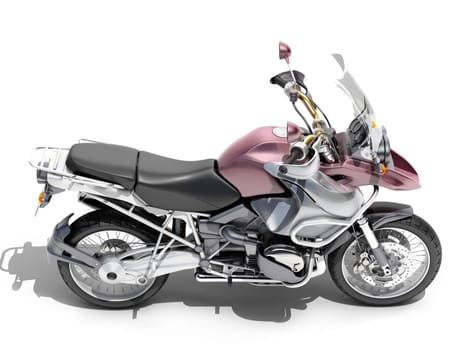 Dual-sports motorcycle close-up on a light background