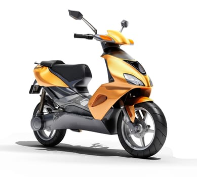 Trendy orange scooter close up on a light background