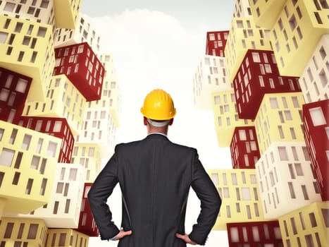 architect look huge 3d building abstract