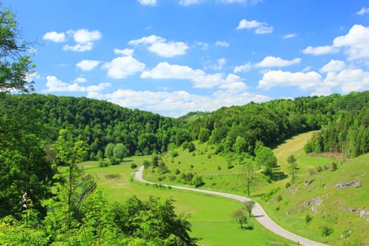 Typical country road on the Swabian Alb,Baden-Wuerttemberg,Germany