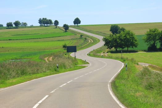Typical country road on the Swabian Alb,Baden-Wuerttemberg,Germany